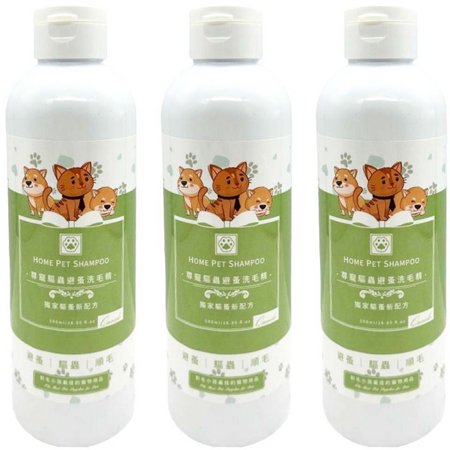 QUNDO 康朵 尊寵驅蟲避蚤洗毛精 500ml, 3個, 1個裝