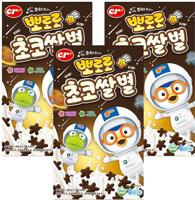 씨알로 뽀로로 초코쌀별 시리얼, 450g, 3개