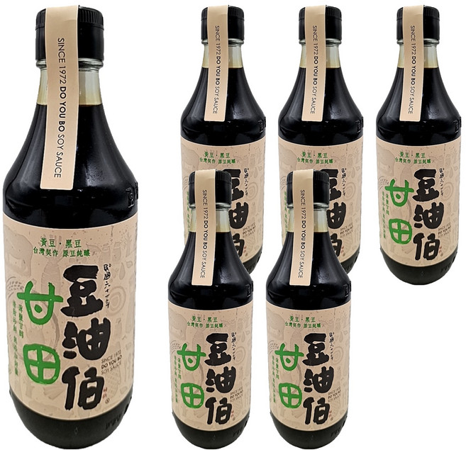 豆油伯 甘田釀造醬油 薄鹽 台灣非基改黃豆、台灣黑豆、台灣小麥, 300ml, 6瓶