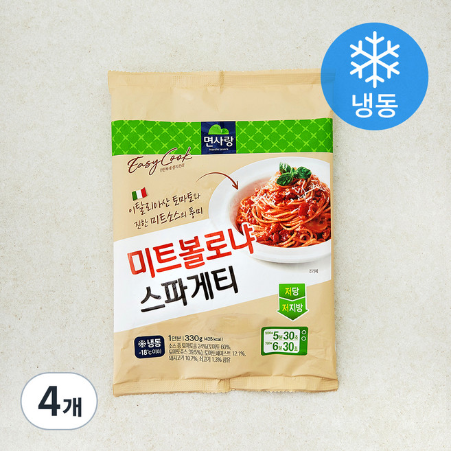 면사랑 미트볼로냐 스파게티 1인분 (냉동), 330g, 4개
