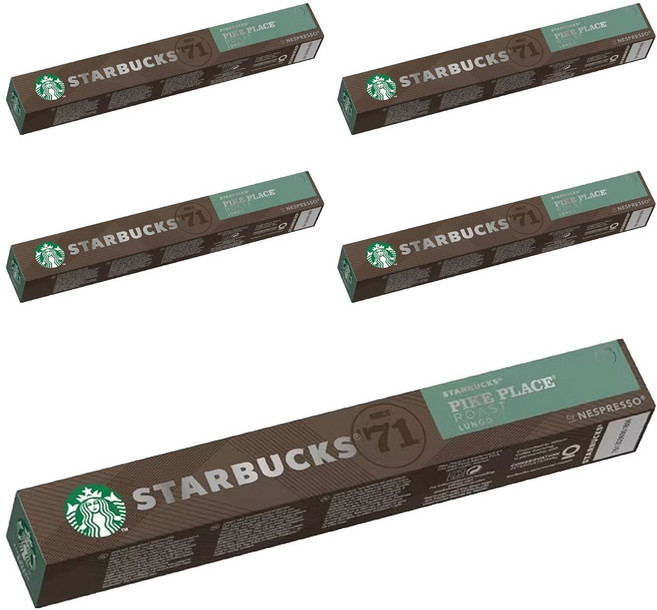 STARBUCKS 星巴克 Pike Place 膠囊咖啡 Nespresso咖啡機適用, 5.3g, 10顆, 5盒