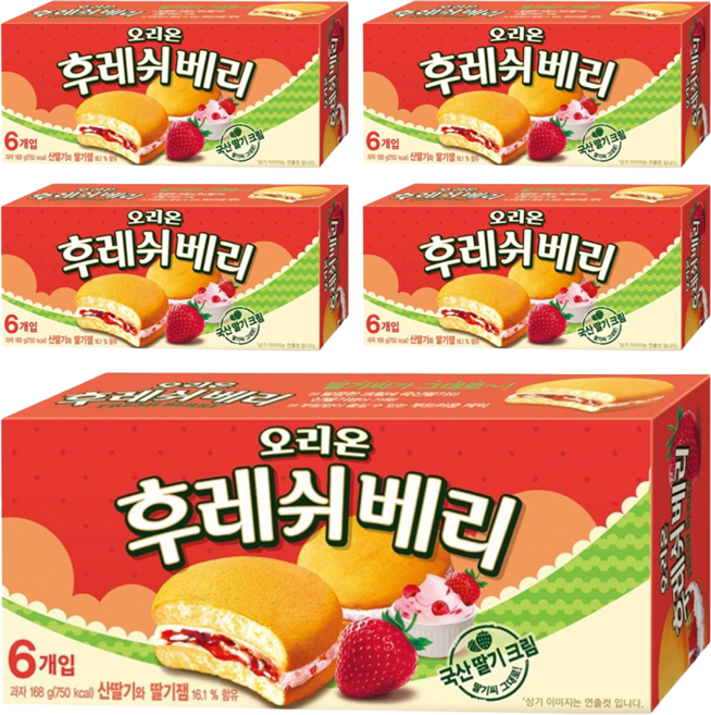 오리온 후레쉬베리 딸기, 168g, 5개