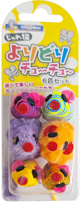 CattyMan 愛貓 彩鼠玩具組 6入, 多色, 1組