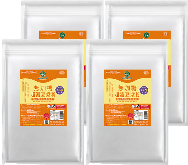 薌園 無加糖超濃豆漿粉 添加50%大豆蛋白, 500g, 4包