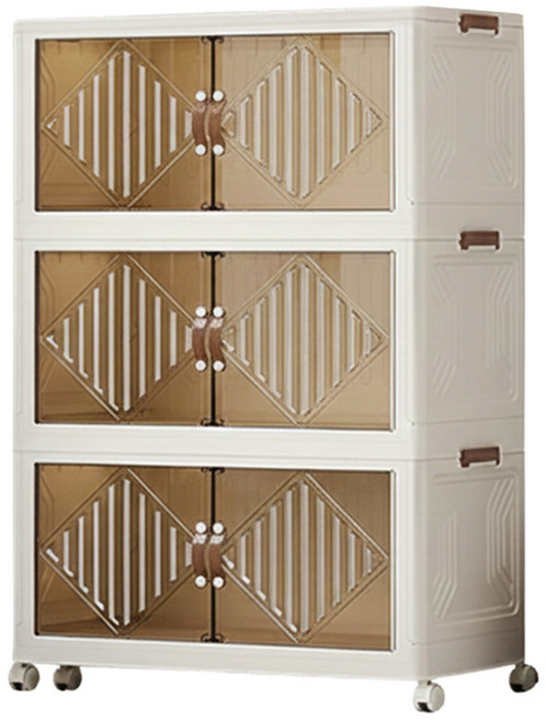 HOUDER 雙開門折疊櫃 70面寬三層, 杏色, 1個