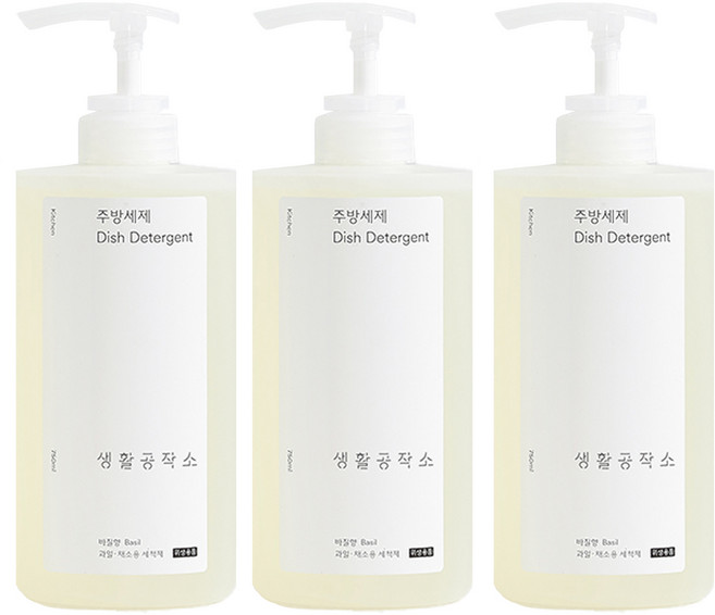 생활공작소 주방세제 바질향, 750ml, 3개