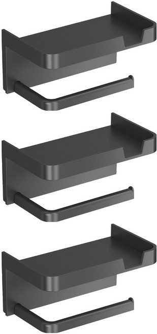 밝은리빙 무타공 거치대형 휴지걸이, 블랙, 3개