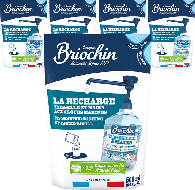 브리오신 식품용 기구 용기용 주방세제 리필, 500ml, 5개