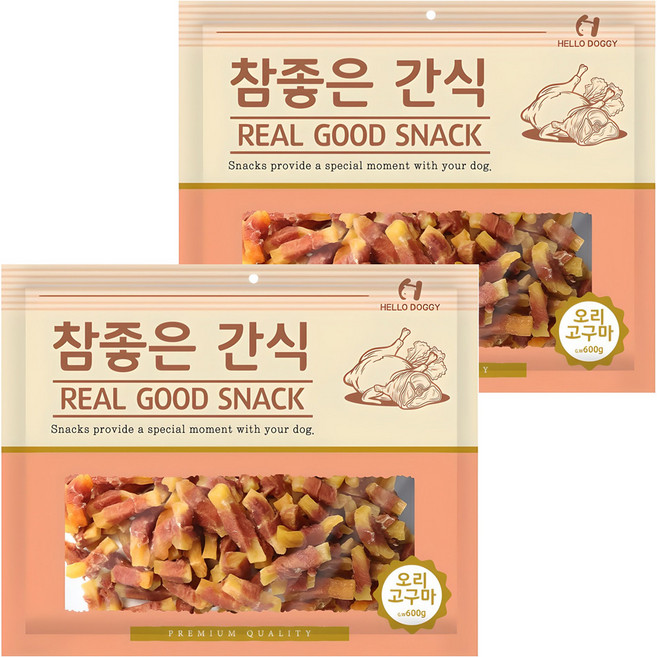 헬로도기 강아지 참좋은 건조간식, 오리고구마, 400g, 2개