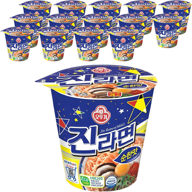 오뚜기 진라면 순한맛 컵 65g, 15개