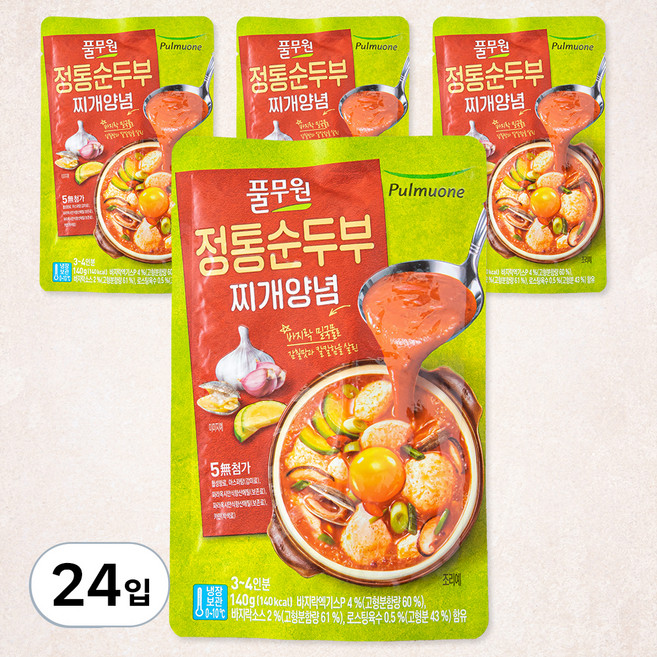 풀무원 정통순두부 찌개양념, 140g, 24개