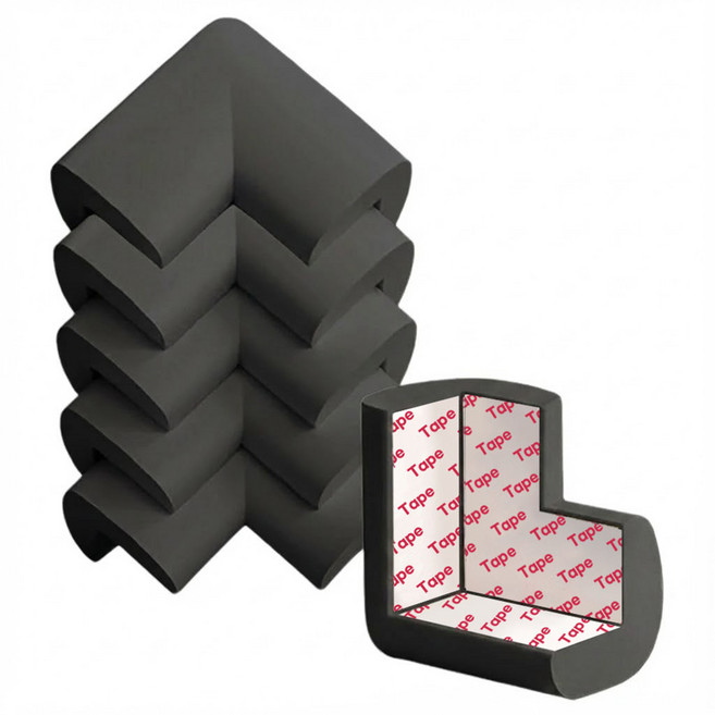 르메이어 아기 코너 보호대 쿠션 모서리 풀접착 아이방 안전가드, 6개, 블랙