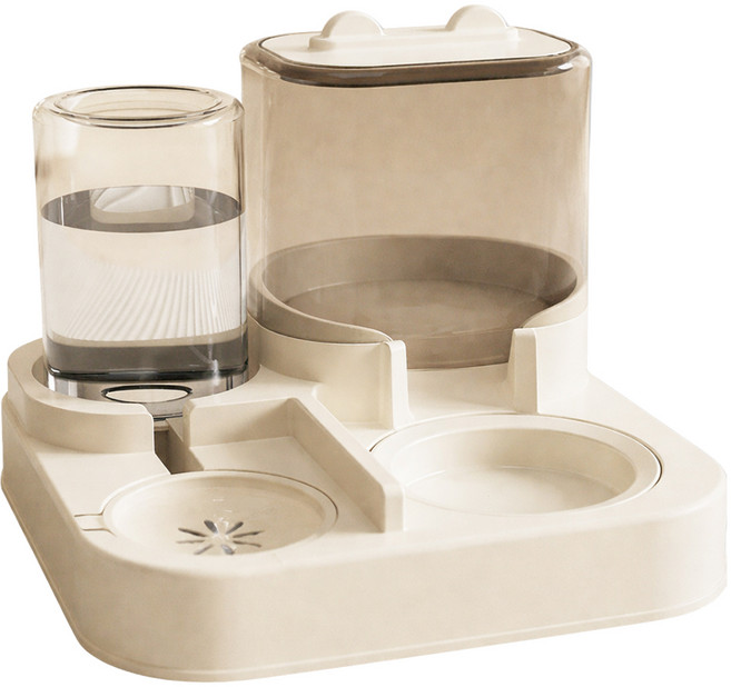 毛皇上 一體式飲水餵食器 透明款 780g 2L, 極簡白, 1個