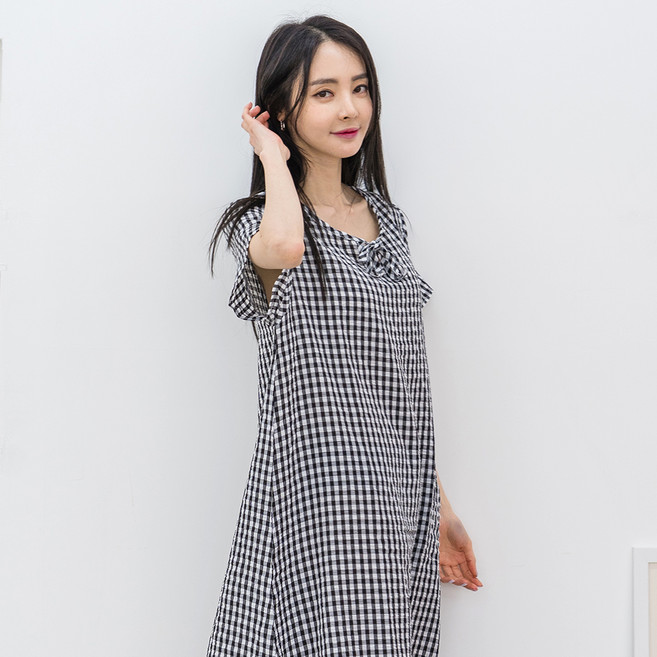 에이원 여성용 엠보 반팔 원피스 잠옷