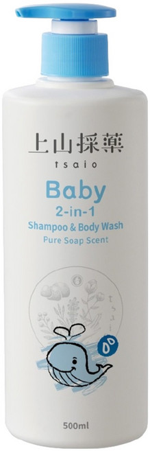 tsaio 上山採藥 寶貝洗髮沐浴二合一泡泡露 純淨皂香, 500ml, 1瓶