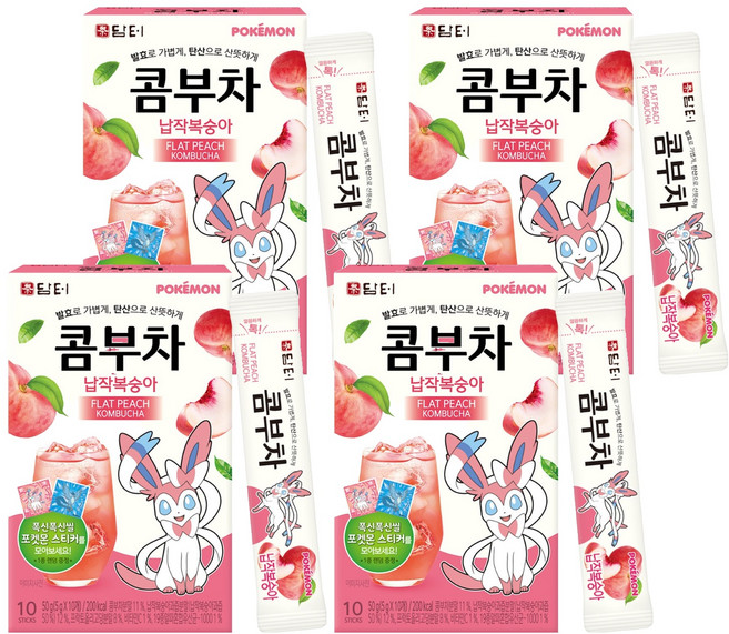 담터 포켓몬 납작복숭아 콤부차, 5g, 10개입, 4개