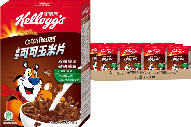 Kellogg's 家樂氏 FROSTIES 東尼玉米片 可可口味, 200g, 18盒