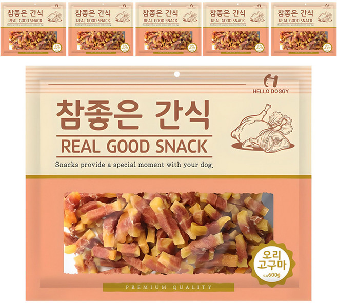 헬로도기 강아지 참좋은 건조간식, 오리고구마, 400g, 6개