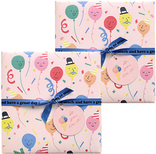 氣球生日包裝紙 44 x 61 cm, 40個, 多色