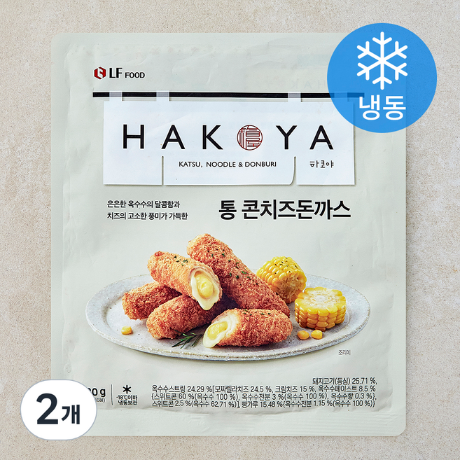 HAKOYA 통 콘치즈 돈까스 (냉동), 280g, 2개