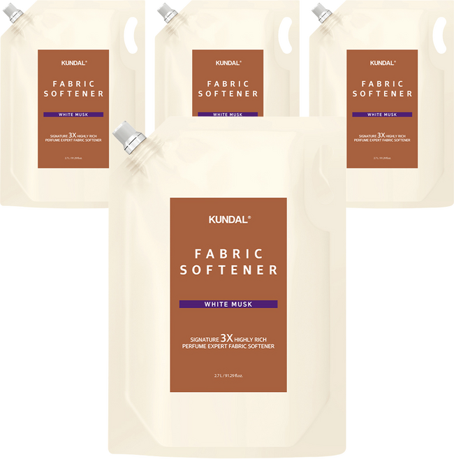 쿤달 초고농축 섬유유연제 화이트머스크향 리필, 2.7L, 4개