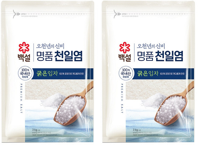 백설 오천년의 신비 명품 천일염 굵은입자, 2개, 3kg