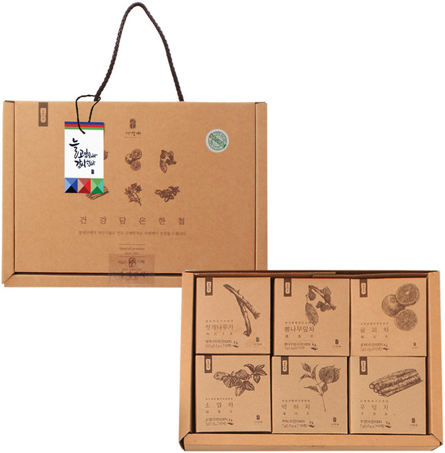 자연애 텀블러용 건강 담은 한첩 티백 선물세트, 6종, 1세트