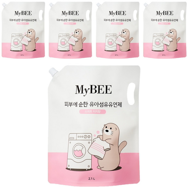 MyBEE 溫和親膚嬰兒衣物柔軟精 甜蜜觸感香 補充包, 5個, 2.1L