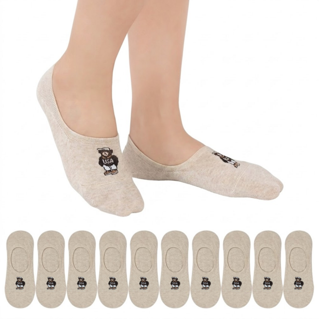 Si Ner socks 女款USA小熊船型襪