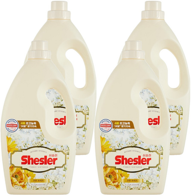 쉬슬러 보타닉 에센스 섬유유연제 코튼 브리즈 본품, 2.1L, 4개