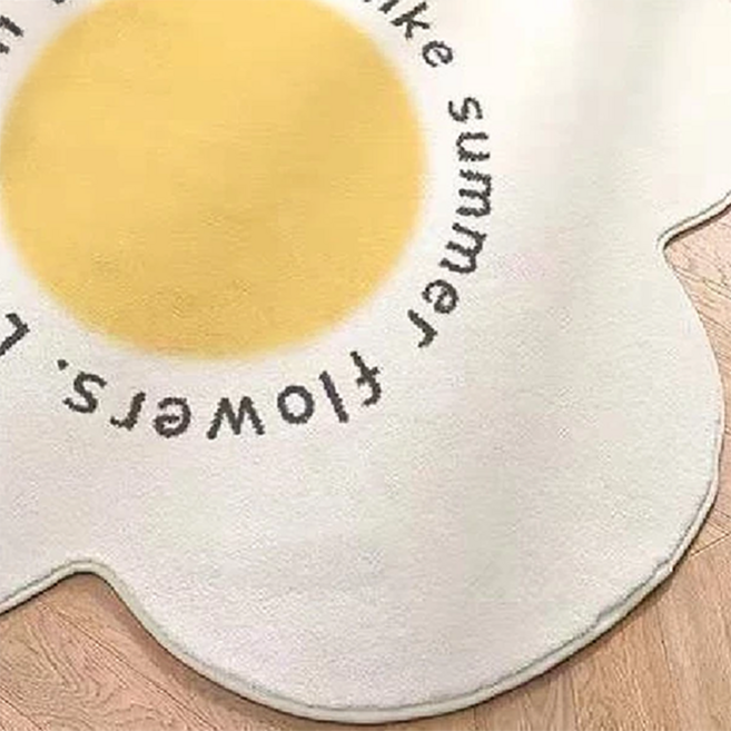 韓風插圖圓形仿羊絨地毯