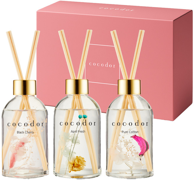 코코도르 하바리움 디퓨저 3종 세트, A호 (블랙체리+에이프릴프레쉬+퓨어코튼), 200ml, 1개