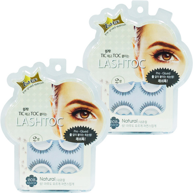 래쉬톡 시즌2 노글루 원터치 인조속눈썹, 내추럴, 2개