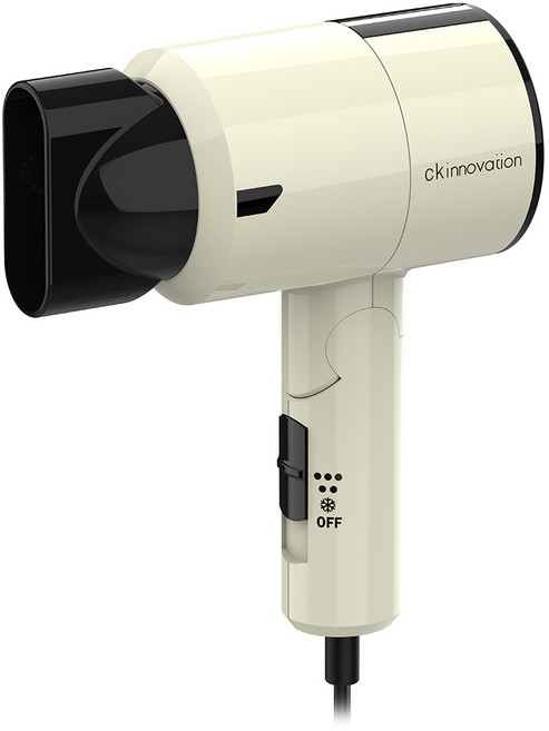 CKI 여행용 접이식 헤어 드라이기 1000W, 바닐라색, CKI-D163