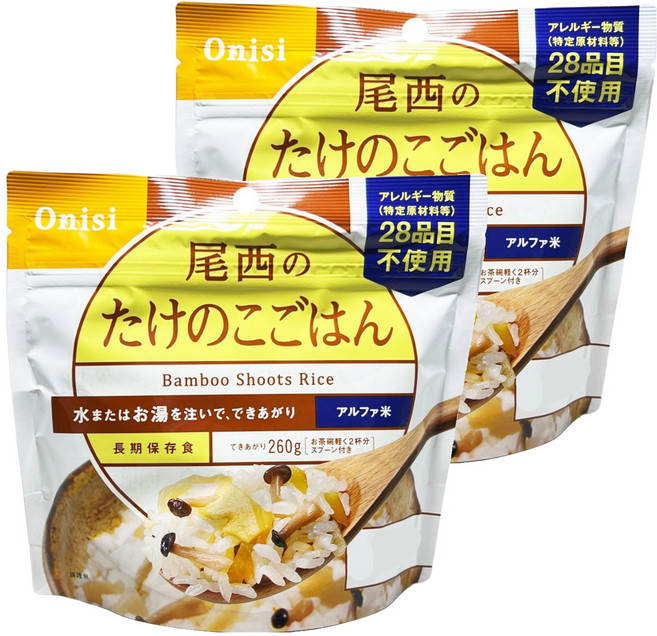 Onisi 尾西 沖泡即食飯 竹筍風味, 100g, 2包