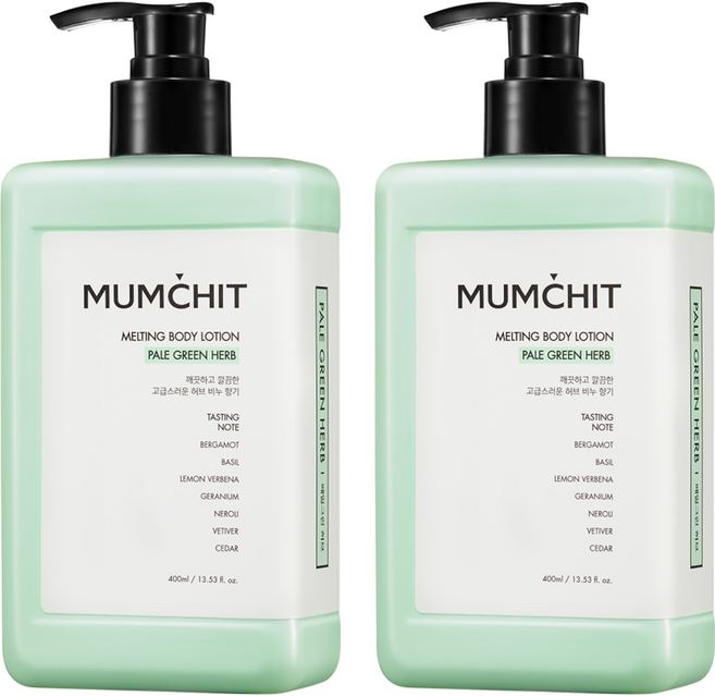 MUMCHIT 默契 融化身體乳 淡綠色草本香, 400ml, 2個