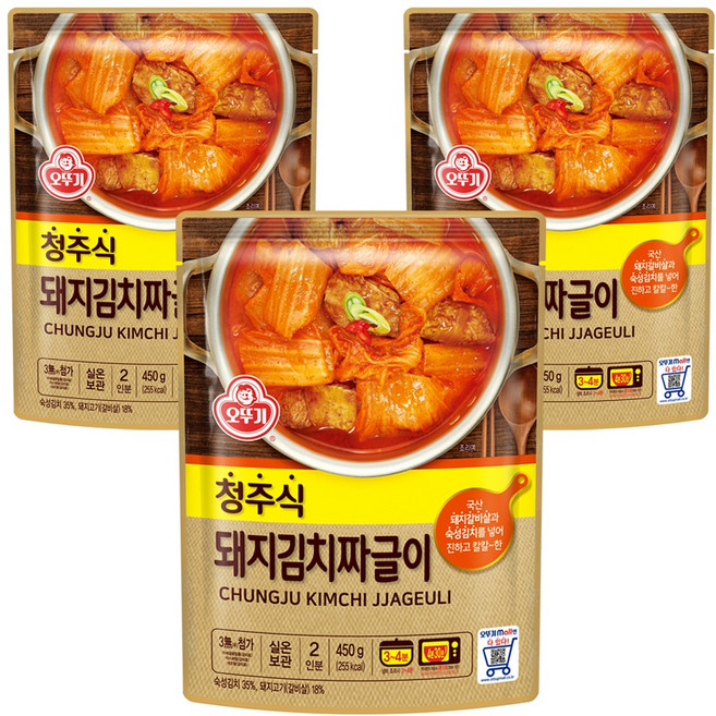 오뚜기 청주식 돼지김치짜글이, 450g, 3개