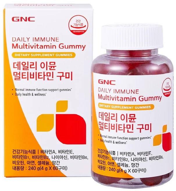 GNC 데일리 이뮨 멀티비타민 구미 60p, 60정, 1개 - 쿠팡