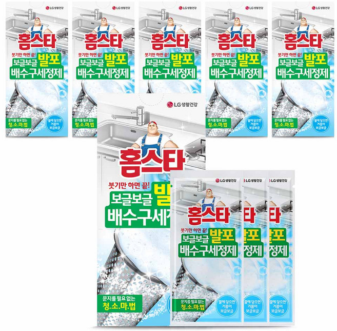 홈스타 보글보글 발포 배수구 세정제, 120g, 6개