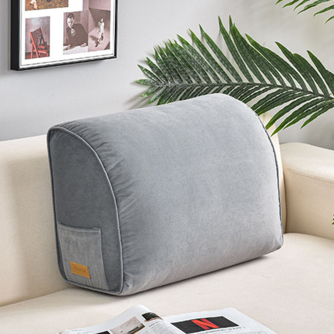 소하임 라운드 벨벳 소파 등받이 쿠션, 그레이(G)