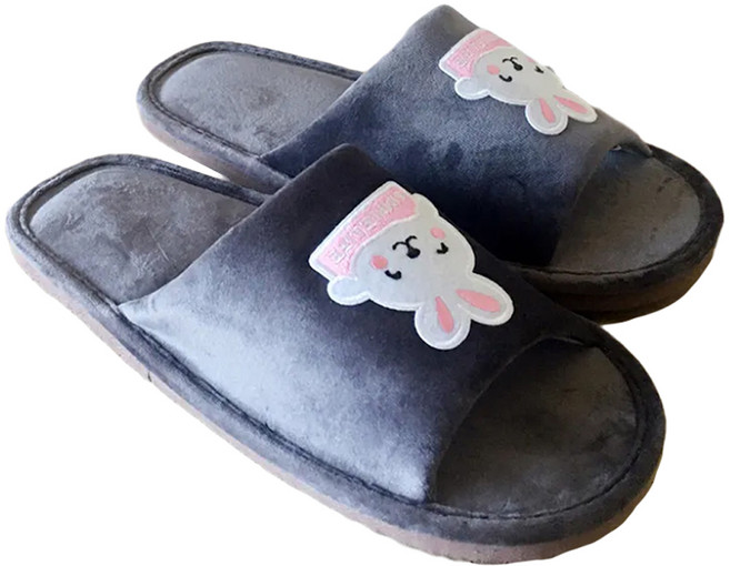 TAIWAN SLIPPER 台灣犀利趴 台灣製造 家居室內拖鞋 舒絨Q兔 灰色 XL(26~27cm) 輕活系列 1雙