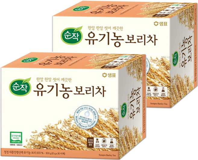 순작 유기농 보리차 티백, 10g, 30개입, 2개