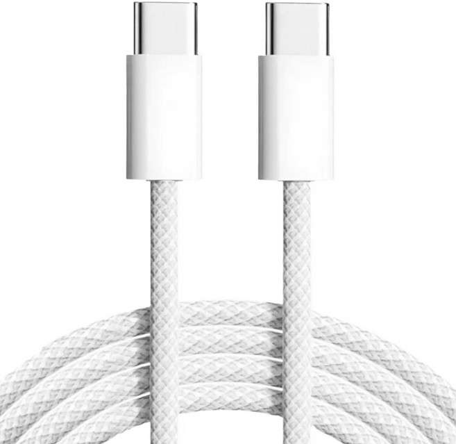 아이리버 C타입-C타입 패브릭 초고속 충전 데이터 케이블 60W, 2m, 스노우화이트, 1개