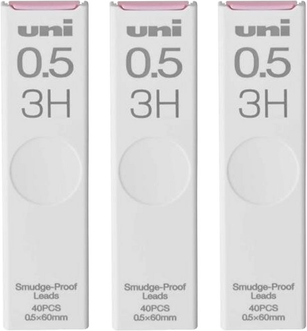 Uni 三菱 ULS-05-40 自動鉛筆芯 3H, 0.5mm, 3個