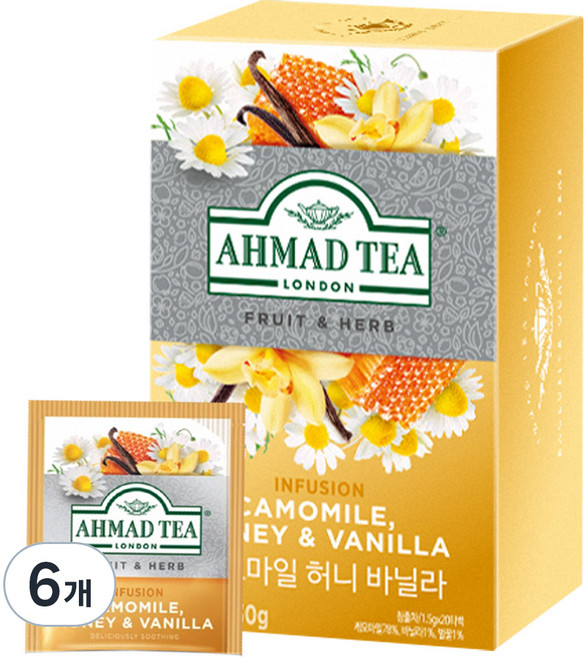 아마드티 캐모마일 허니 바닐라 차, 1.5g, 20개입, 6개