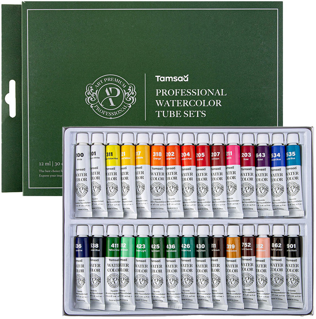 탐사 전문가용 수채화 튜브 물감, 12ml, 30색
