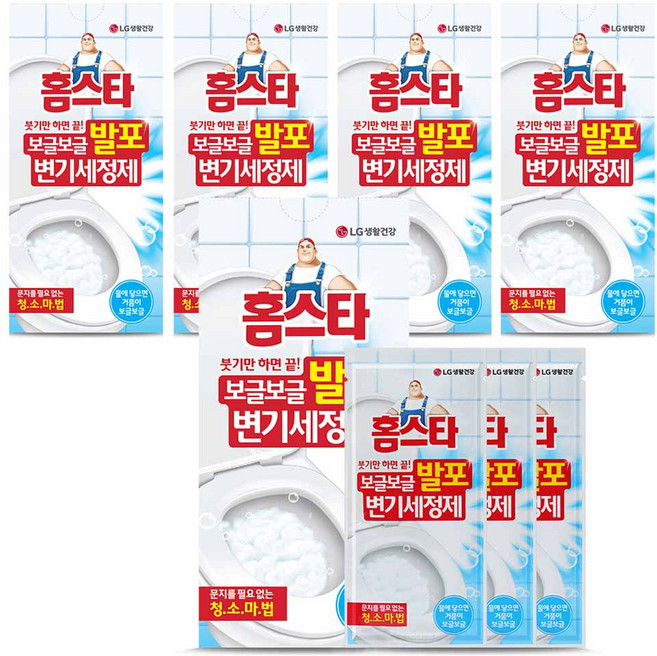 홈스타 보글보글 발포 변기 세정제, 180g, 5개