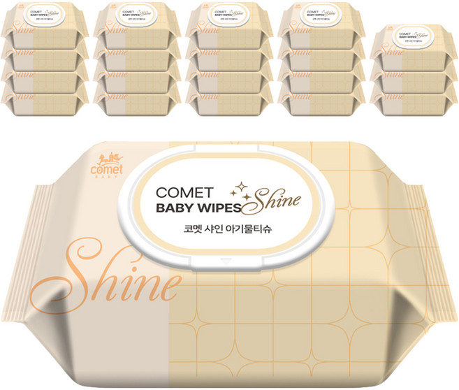 코멧 아기물티슈 샤인 캡형, 40g, 100매, 20개