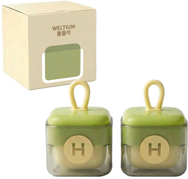 웰티움 휴대용 미니 돌돌이 의류 찍찍이 롤러, 그린, 2개