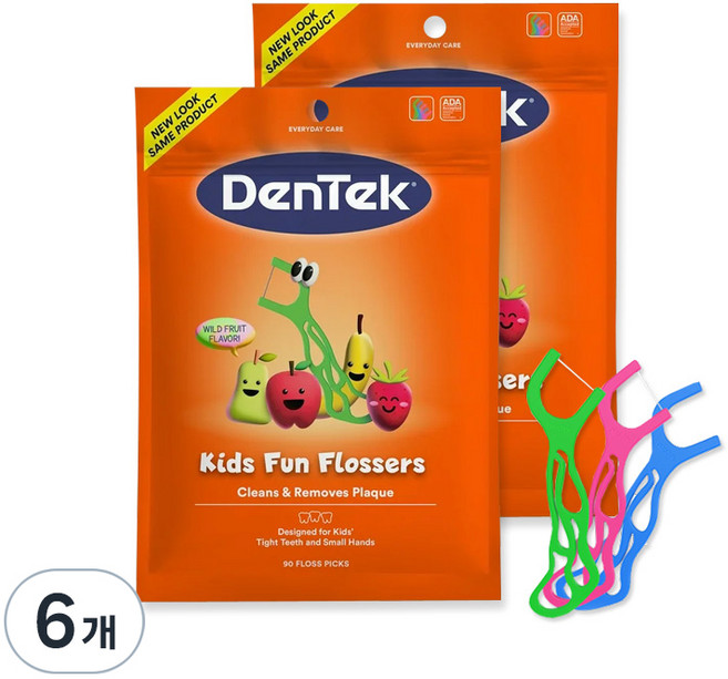 덴텍 펀플로서 유아동 치실, 12mm, 90개입, 6개